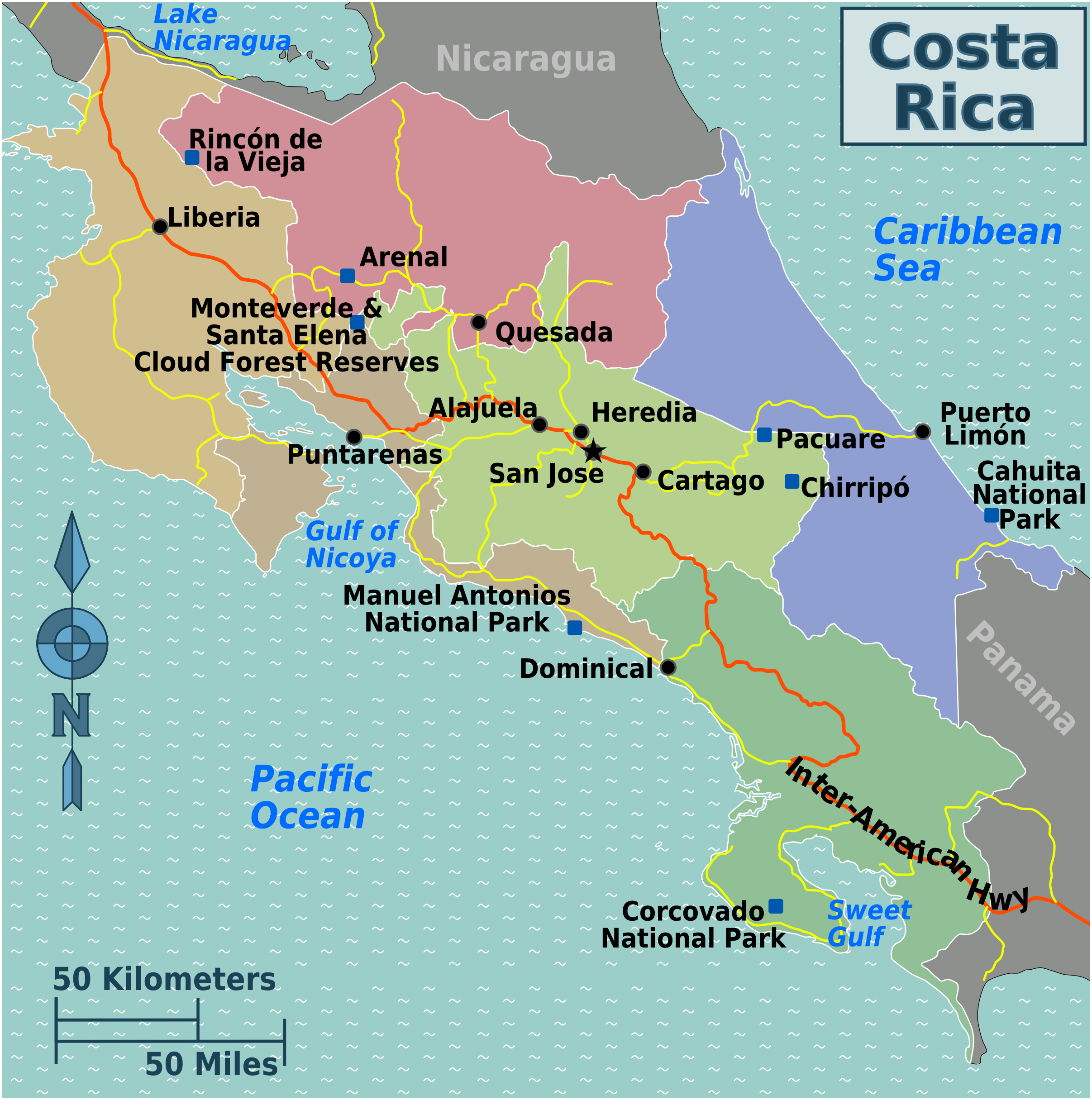 Mapa da Costa Rica